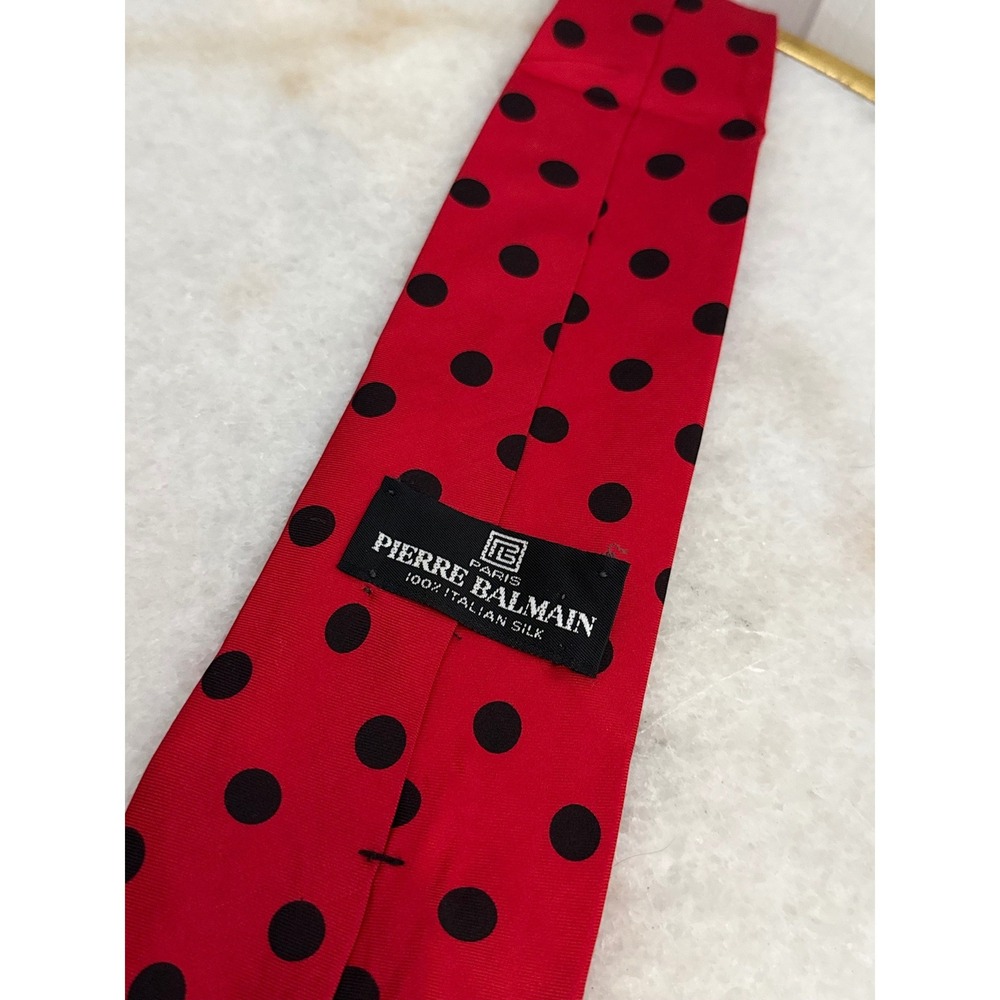 Pierre Balmain Polka Dot Silk Ties Set of 2 Red & Blue Italian Designer Neckties - Picture 6 of 8
